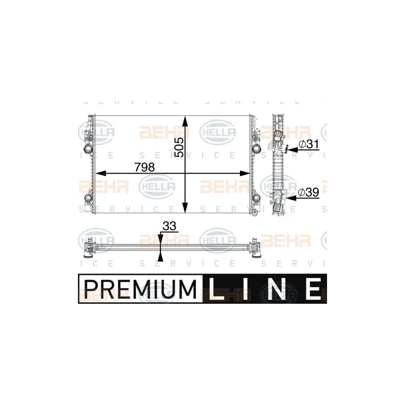 Radiateur, refroidissement du moteur HELLA 8MK 376 755-671