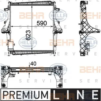 Radiateur, refroidissement du moteur HELLA 8MK 376 756-111