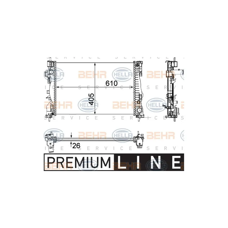 Radiateur, refroidissement du moteur HELLA 8MK 376 756-261