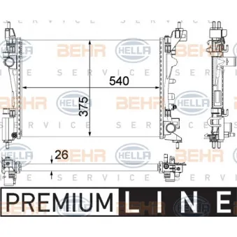 Radiateur, refroidissement du moteur HELLA 8MK 376 756-321