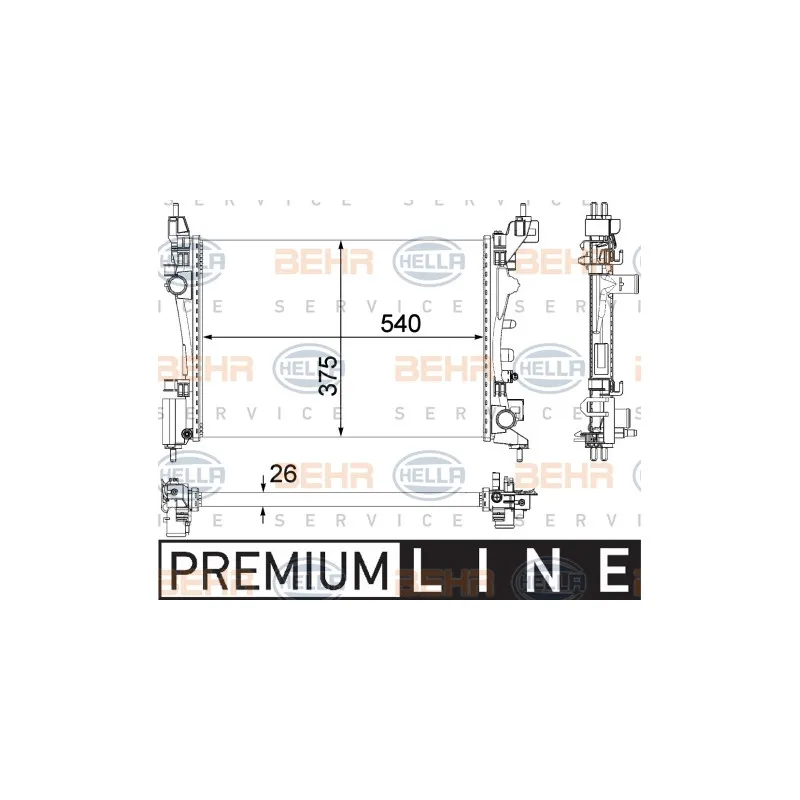 Radiateur, refroidissement du moteur HELLA 8MK 376 756-321
