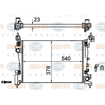 Radiateur, refroidissement du moteur HELLA 8MK 376 756-324