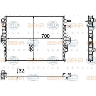 Radiateur, refroidissement du moteur HELLA 8MK 376 756-341