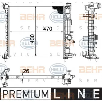 Radiateur, refroidissement du moteur HELLA 8MK 376 756-451