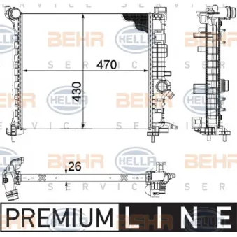 Radiateur, refroidissement du moteur HELLA 8MK 376 756-461