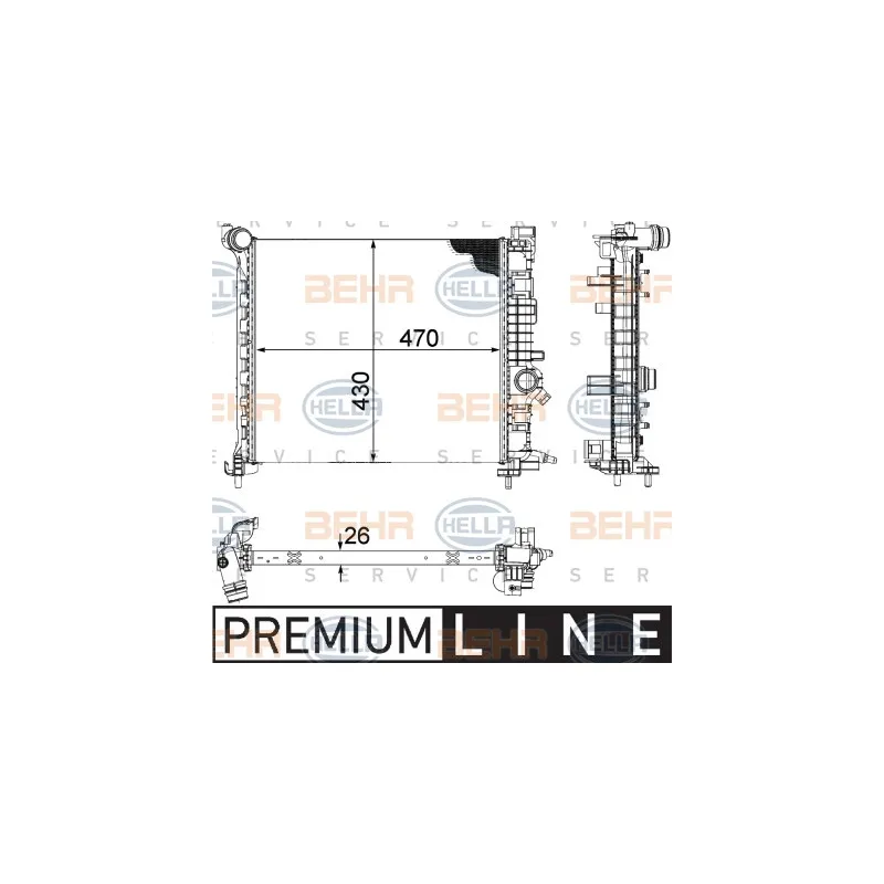 Radiateur, refroidissement du moteur HELLA 8MK 376 756-461