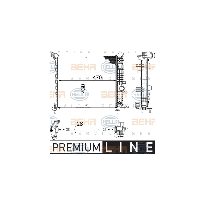 Radiateur, refroidissement du moteur HELLA 8MK 376 756-471