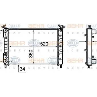 Radiateur, refroidissement du moteur HELLA 8MK 376 756-501