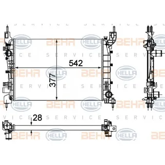 Radiateur, refroidissement du moteur HELLA 8MK 376 756-521