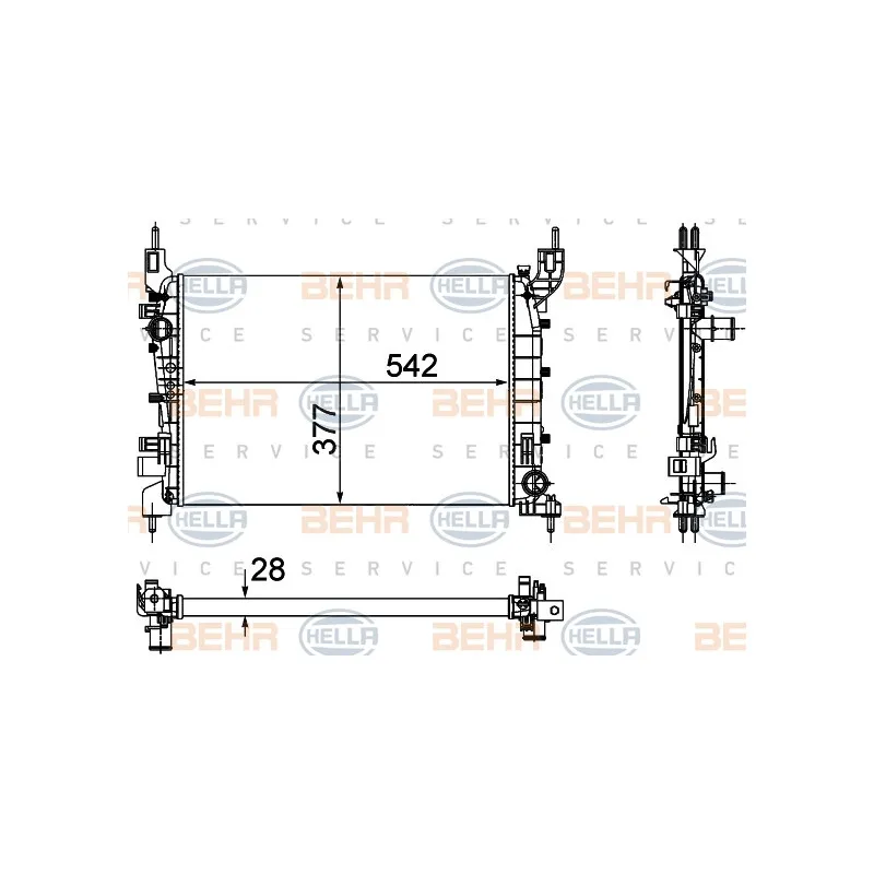 Radiateur, refroidissement du moteur HELLA 8MK 376 756-521