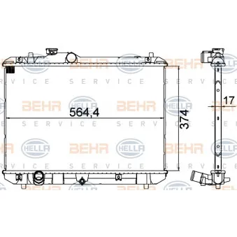 Radiateur, refroidissement du moteur HELLA 8MK 376 756-531