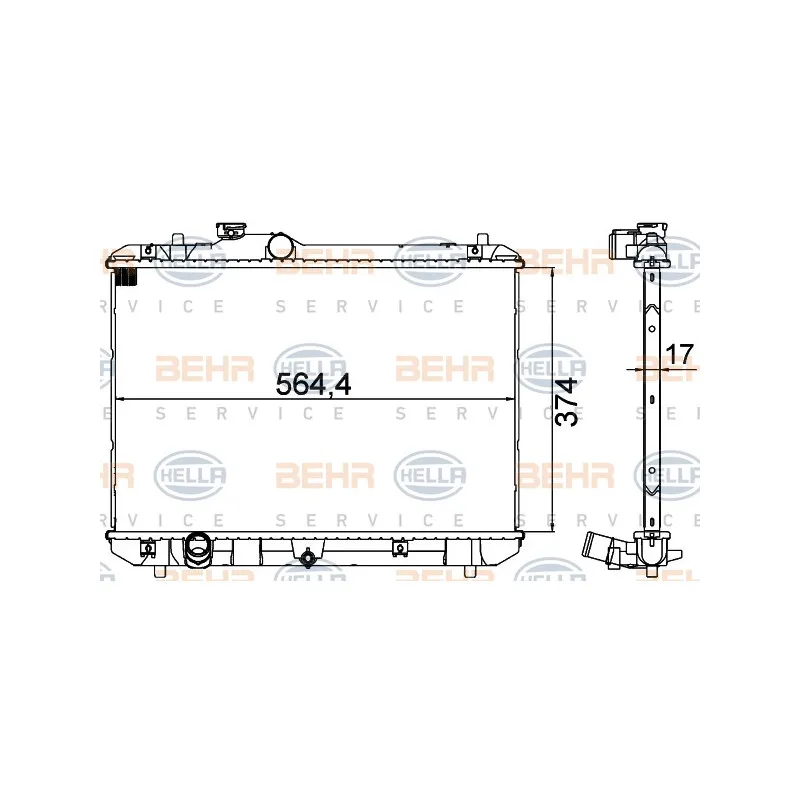 Radiateur, refroidissement du moteur HELLA 8MK 376 756-531