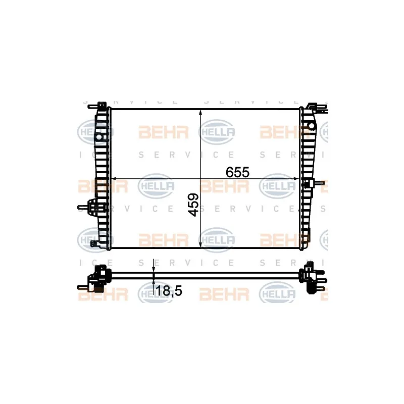 Radiateur, refroidissement du moteur HELLA 8MK 376 756-591
