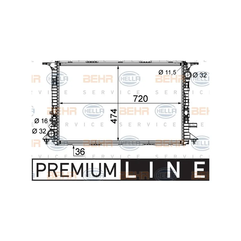 Radiateur, refroidissement du moteur HELLA 8MK 376 756-681