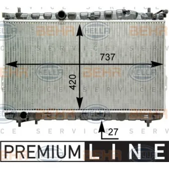 Radiateur, refroidissement du moteur HELLA 8MK 376 762-311