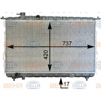 Radiateur, refroidissement du moteur HELLA 8MK 376 762-481