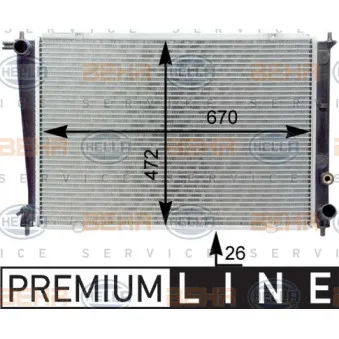 Radiateur, refroidissement du moteur HELLA 8MK 376 763-111