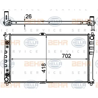 Radiateur, refroidissement du moteur HELLA 8MK 376 763-581
