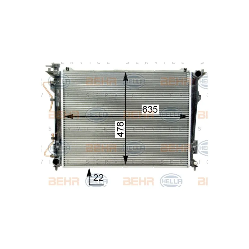 Radiateur, refroidissement du moteur HELLA 8MK 376 763-734