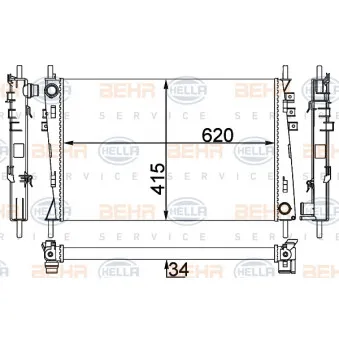 Radiateur, refroidissement du moteur HELLA 8MK 376 764-144