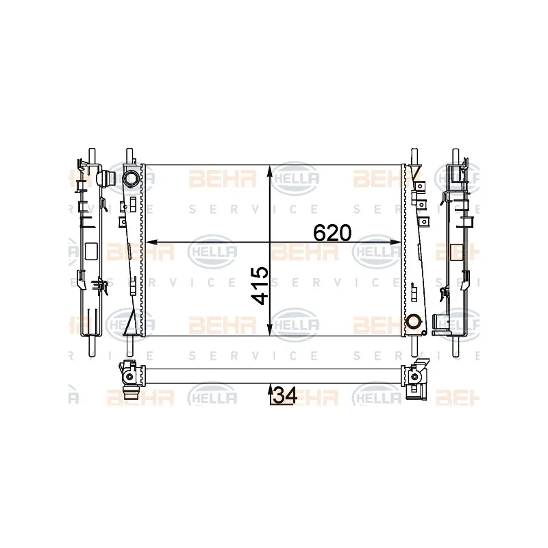 Radiateur, refroidissement du moteur HELLA 8MK 376 764-144