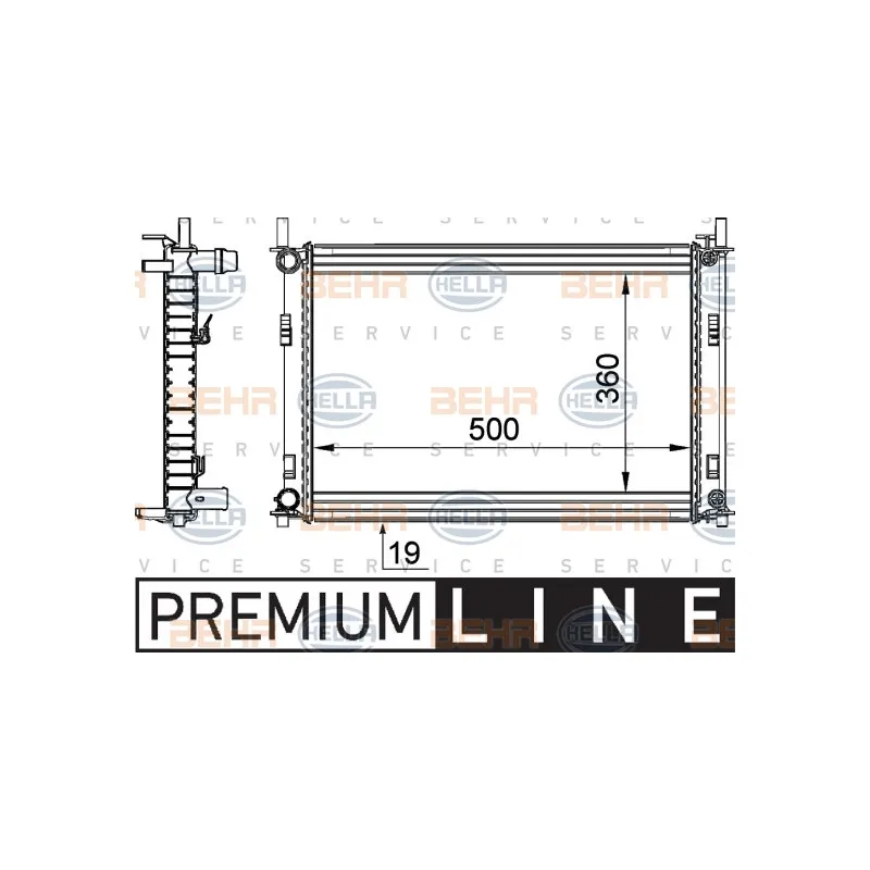 Radiateur, refroidissement du moteur HELLA 8MK 376 764-291