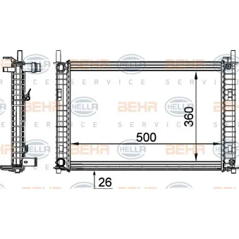 Radiateur, refroidissement du moteur HELLA 8MK 376 764-321