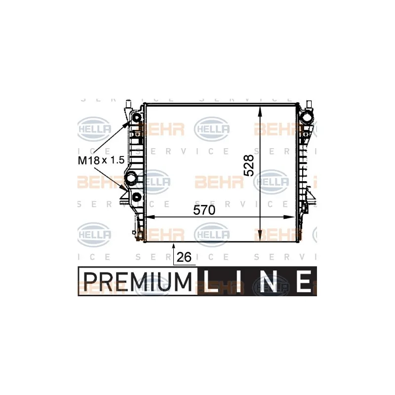 Radiateur, refroidissement du moteur HELLA 8MK 376 764-361
