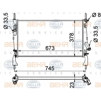 Radiateur, refroidissement du moteur HELLA 8MK 376 764-401