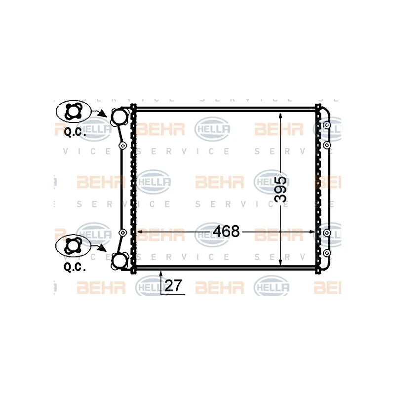 Radiateur, refroidissement du moteur HELLA 8MK 376 766-281
