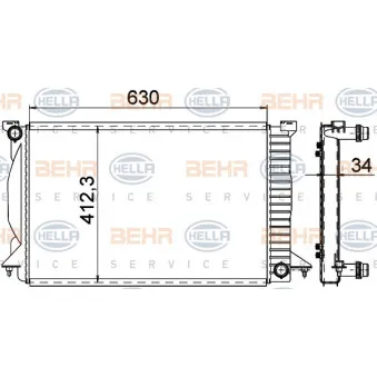 Radiateur, refroidissement du moteur HELLA 8MK 376 766-334