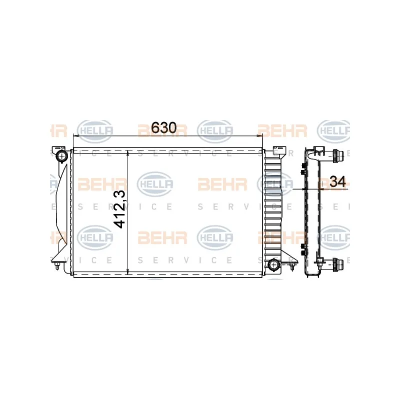 Radiateur, refroidissement du moteur HELLA 8MK 376 766-334