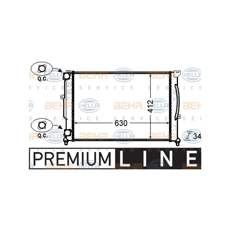 Radiateur, refroidissement du moteur HELLA 8MK 376 766-351