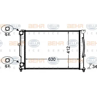 Radiateur, refroidissement du moteur HELLA 8MK 376 766-354