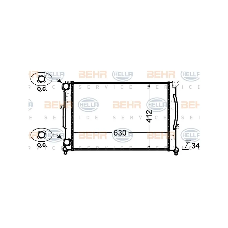 Radiateur, refroidissement du moteur HELLA 8MK 376 766-354