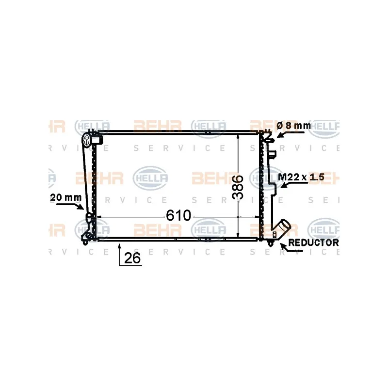 Radiateur, refroidissement du moteur HELLA 8MK 376 766-721