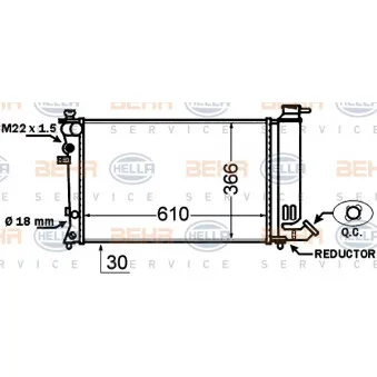 Radiateur, refroidissement du moteur HELLA 8MK 376 766-761
