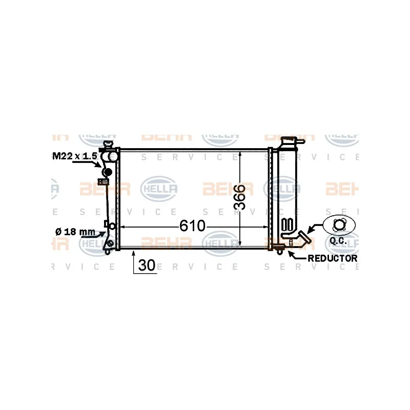 Radiateur, refroidissement du moteur HELLA 8MK 376 766-761