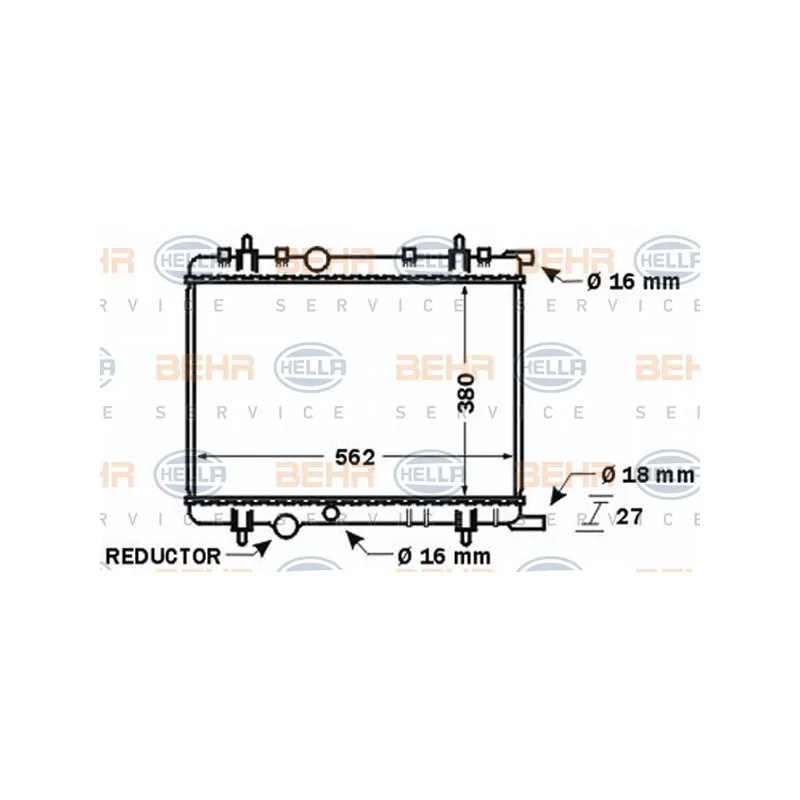 Radiateur, refroidissement du moteur HELLA 8MK 376 767-091