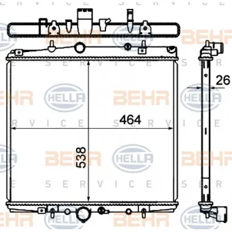 Radiateur, refroidissement du moteur HELLA 8MK 376 767-111