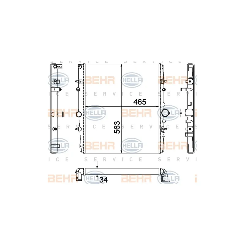 Radiateur, refroidissement du moteur HELLA 8MK 376 767-131
