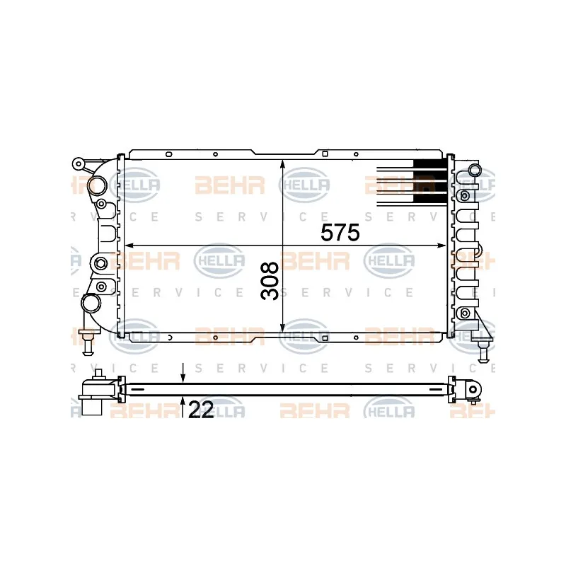 Radiateur, refroidissement du moteur HELLA 8MK 376 767-511