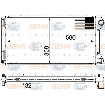 Radiateur, refroidissement du moteur HELLA 8MK 376 767-631