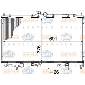 Radiateur, refroidissement du moteur HELLA 8MK 376 770-321