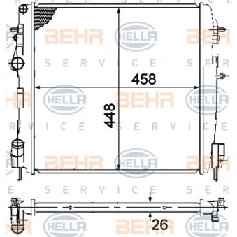 Radiateur, refroidissement du moteur HELLA 8MK 376 771-791