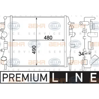 Radiateur, refroidissement du moteur HELLA 8MK 376 772-001