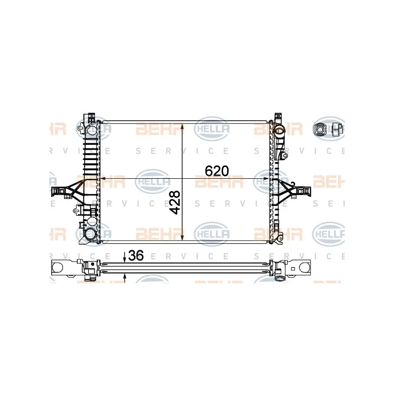 Radiateur, refroidissement du moteur HELLA 8MK 376 774-221