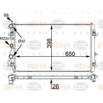 Radiateur, refroidissement du moteur HELLA 8MK 376 775-594
