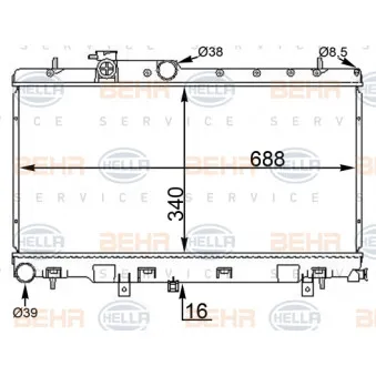 Radiateur, refroidissement du moteur HELLA 8MK 376 775-604