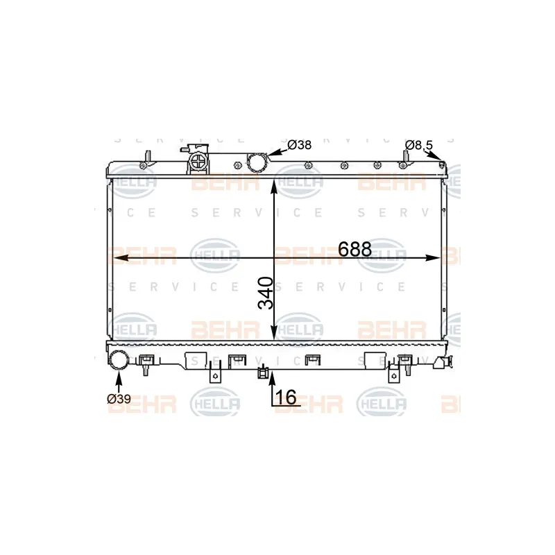 Radiateur, refroidissement du moteur HELLA 8MK 376 775-604